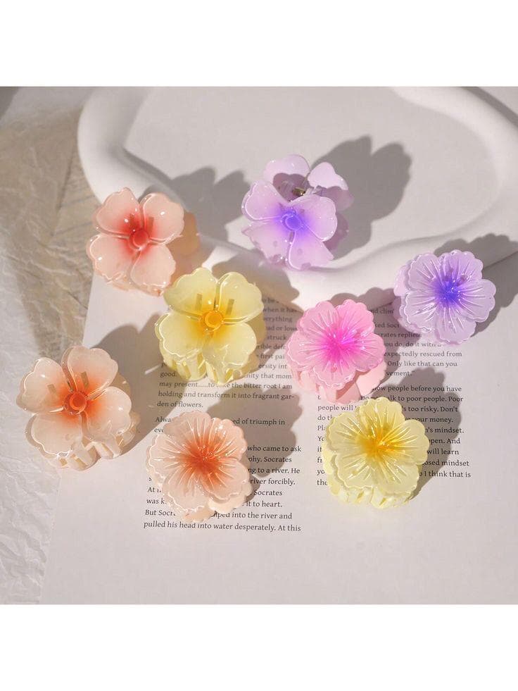 Gradient Hibiscus Claw Clips